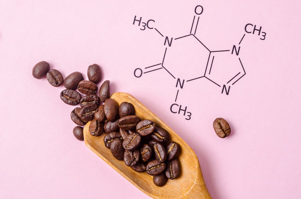 Structural chemical formula of caffeine molecule